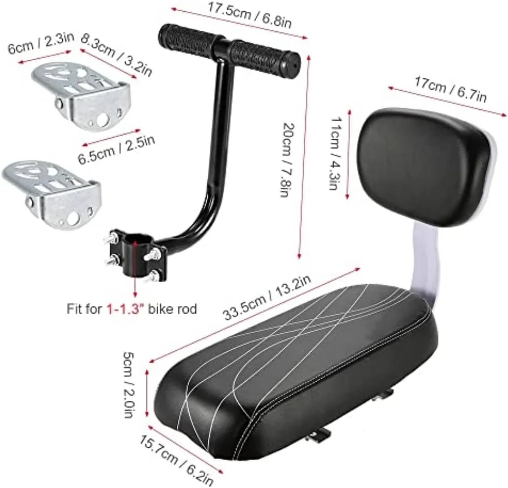 مجموعه پشتی صندلی عقب دوچرخه، تکیه گاه دست و جاپایی، صندلی ایمنی کودک دوچرخه، شامل بالشتک و پشتی لوازم جانبی دوچرخه سواری