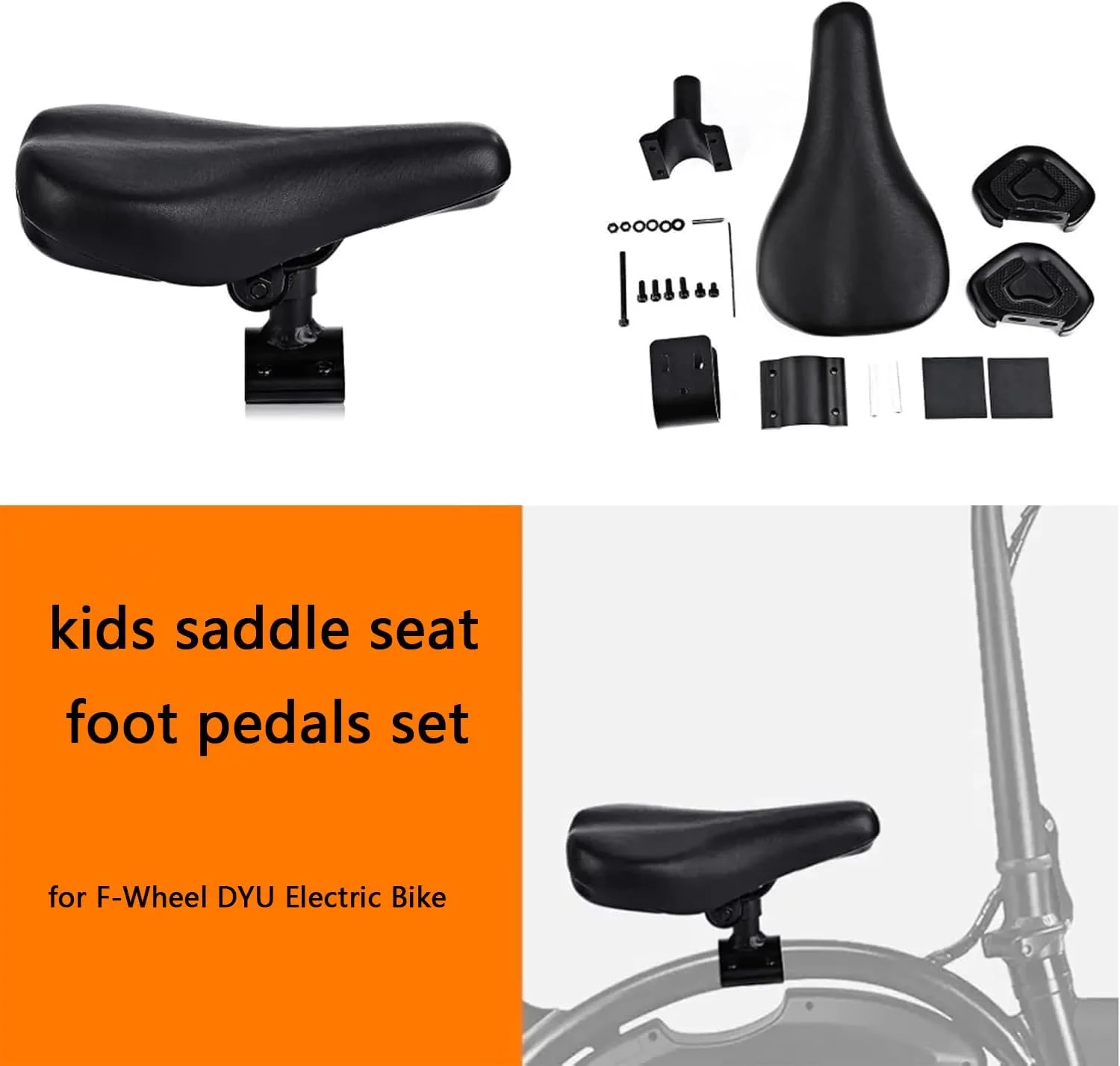 مجموعه زین و پدال صندلی کودک، همراه با بسته ترکیبی روکش صندلی، مناسب برای دوچرخه های DYU D3F D3 پلاس