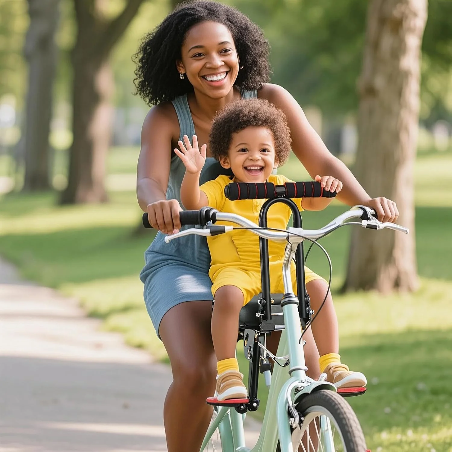 صندلی تاشو دوچرخه کودک، صندلی جلویی دوچرخه برای کودکان روی دوچرخه بزرگسالان، صندلی قابل حمل با قابلیت جدا شدن سریع به همراه کیف حمل برای تمام دوچرخه های کوهستانی