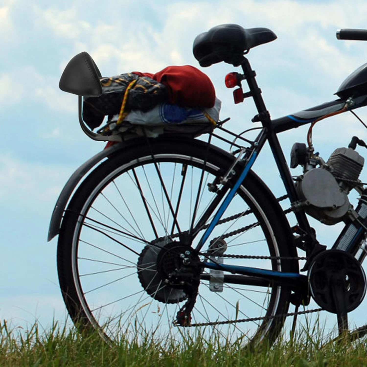 Kisangel 1 عدد پشتی صندلی عقب خودروی برقی، دوچرخه برقی، موتور سیکلت، پشتی دوچرخه، بالشتک صندلی عقب دوچرخه، زین دوچرخه با پد قفسه، تکیه گاه عقب برای قاب تکیه گاه عقب دوچرخه