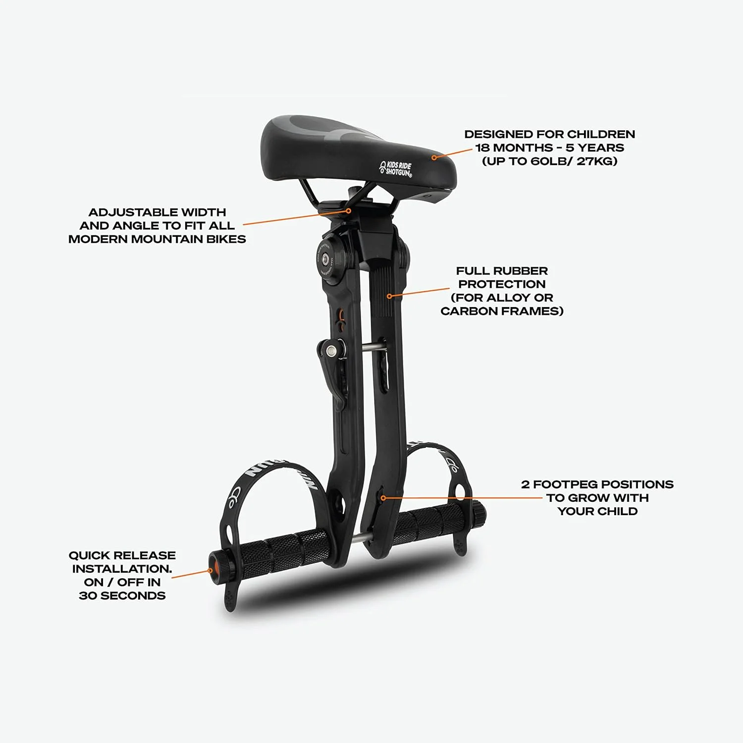 صندلی دوچرخه کودک شاتگان - صندلی کودک نصب شده در جلو و بسته ترکیبی لوازم جانبی فرمان | ساخته شده برای دوچرخه های کوهستانی