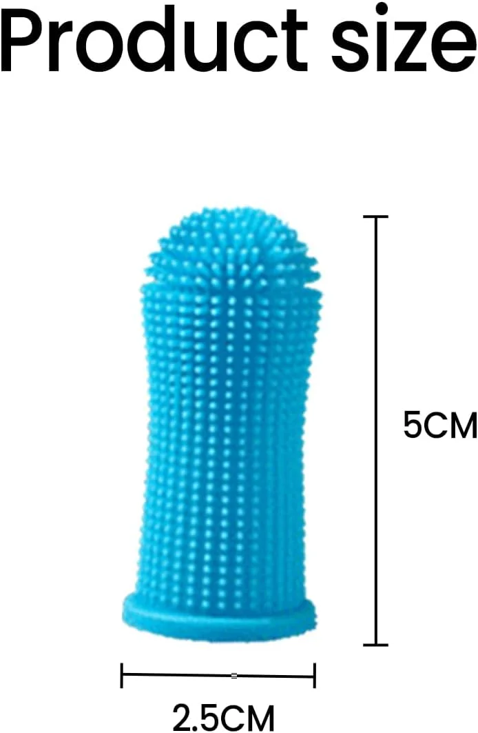 ۴ عدد لوازم حمام حیوانات خانگی - طراحی ارگونومیک انگشتی، برس های بهداشت دهان و دندان برای سگ ها و گربه ها (آبی)