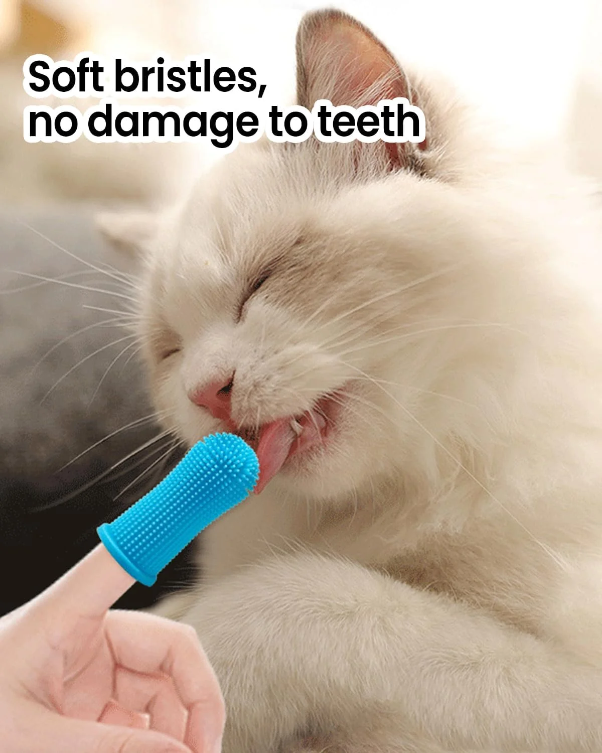 ۴ عدد لوازم حمام حیوانات خانگی - طراحی ارگونومیک انگشتی، برس های بهداشت دهان و دندان برای سگ ها و گربه ها (آبی)