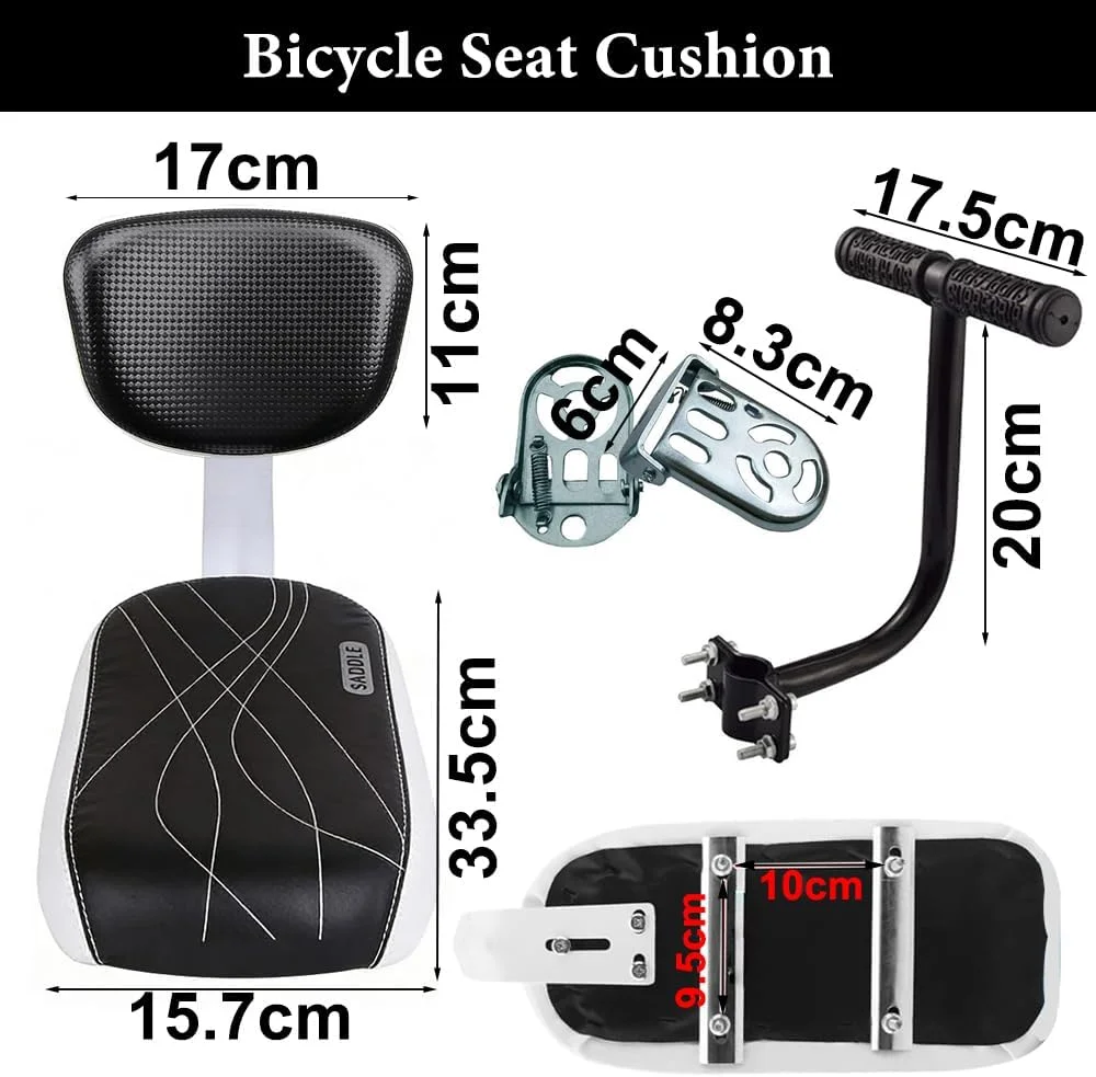 ست پشتی صندلی عقب دوچرخه با تکیه گاه، ست پشتی صندلی عقب دوچرخه کودک، ست زیرپایی دسته دار صندلی عقب برای کودکان، بزرگسالان