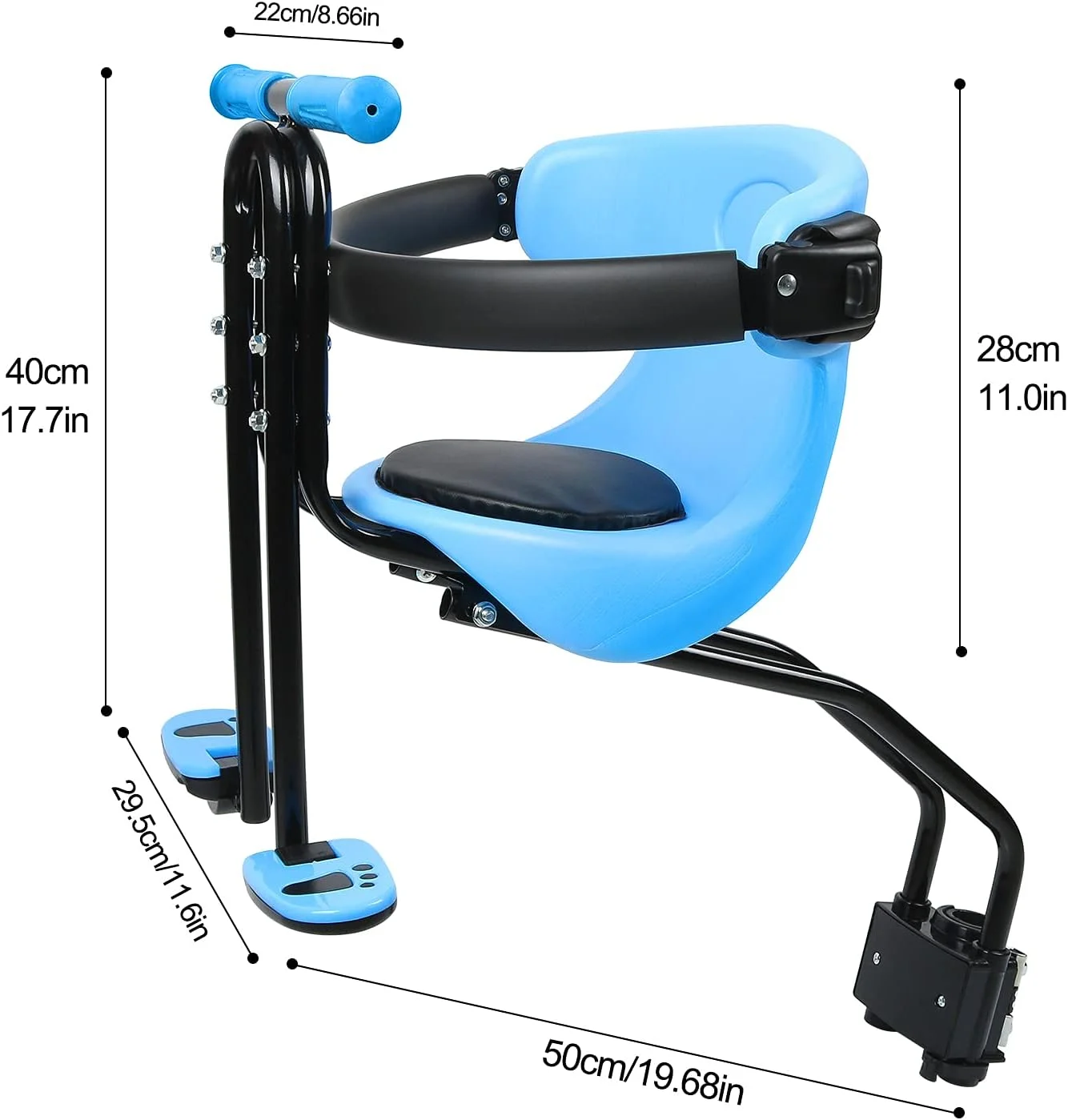 صندلی دوچرخه کودک INNOLIFE - صندلی کودک نصب شده در جلو با نرده، صندلی دوچرخه کودک برای دوچرخه بزرگسال