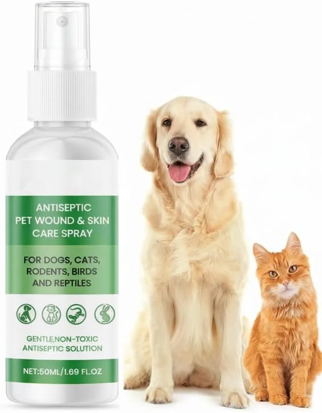 اسپری مراقبت از پوست حیوانات خانگی، 50 میلی لیتر درمان ضد خارش برای سگ ها و گربه ها، تسکین درماتیت و نقاط داغ، تسکین سریع پوست خشک و خارش دار