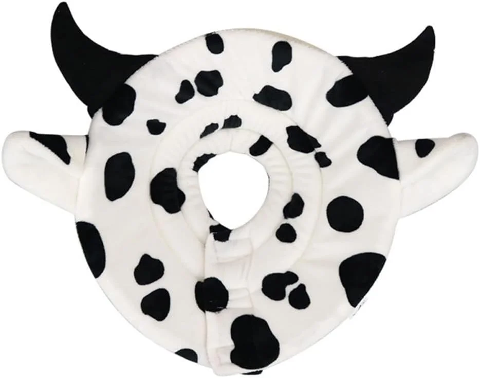 طوق الیزابت طرح گاو مناسب گربه و سگ، محافظ گازگرفتگی، مناسب دوران نقاهت حیوانات خانگی، سایز S