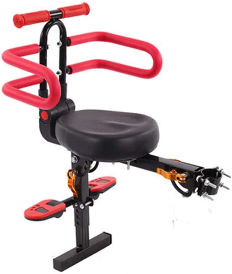 صندلی دوچرخه برقی کودک با نصب در جلو، مناسب برای کودکان 3 تا 7 سال (قرمز)