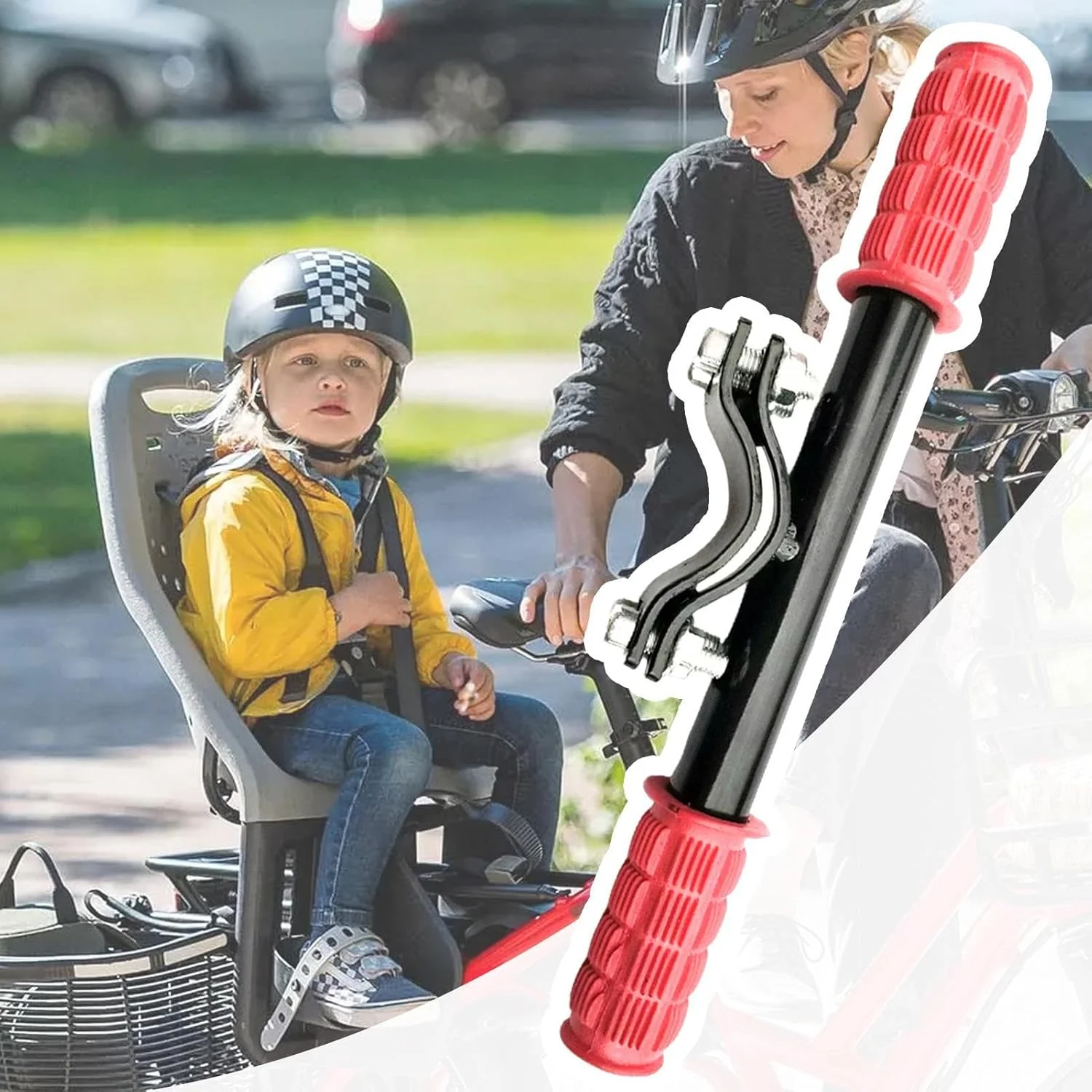 دسته فرمان صندلی عقب دوچرخه | میله دستگیره صندلی عقب دوچرخه، مناسب برای قطر 2.5 تا 3.2 سانتی متر، دسته فرمان پشتی برای پسران و دختران، مسافرت های طولانی، دوچرخه سواری در فضای باز