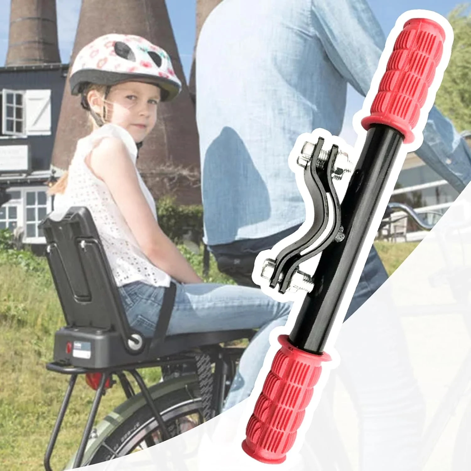 دسته فرمان صندلی عقب دوچرخه | میله دستگیره صندلی عقب دوچرخه، مناسب برای قطر 2.5 تا 3.2 سانتی متر، دسته فرمان پشتی برای پسران و دختران، مسافرت های طولانی، دوچرخه سواری در فضای باز
