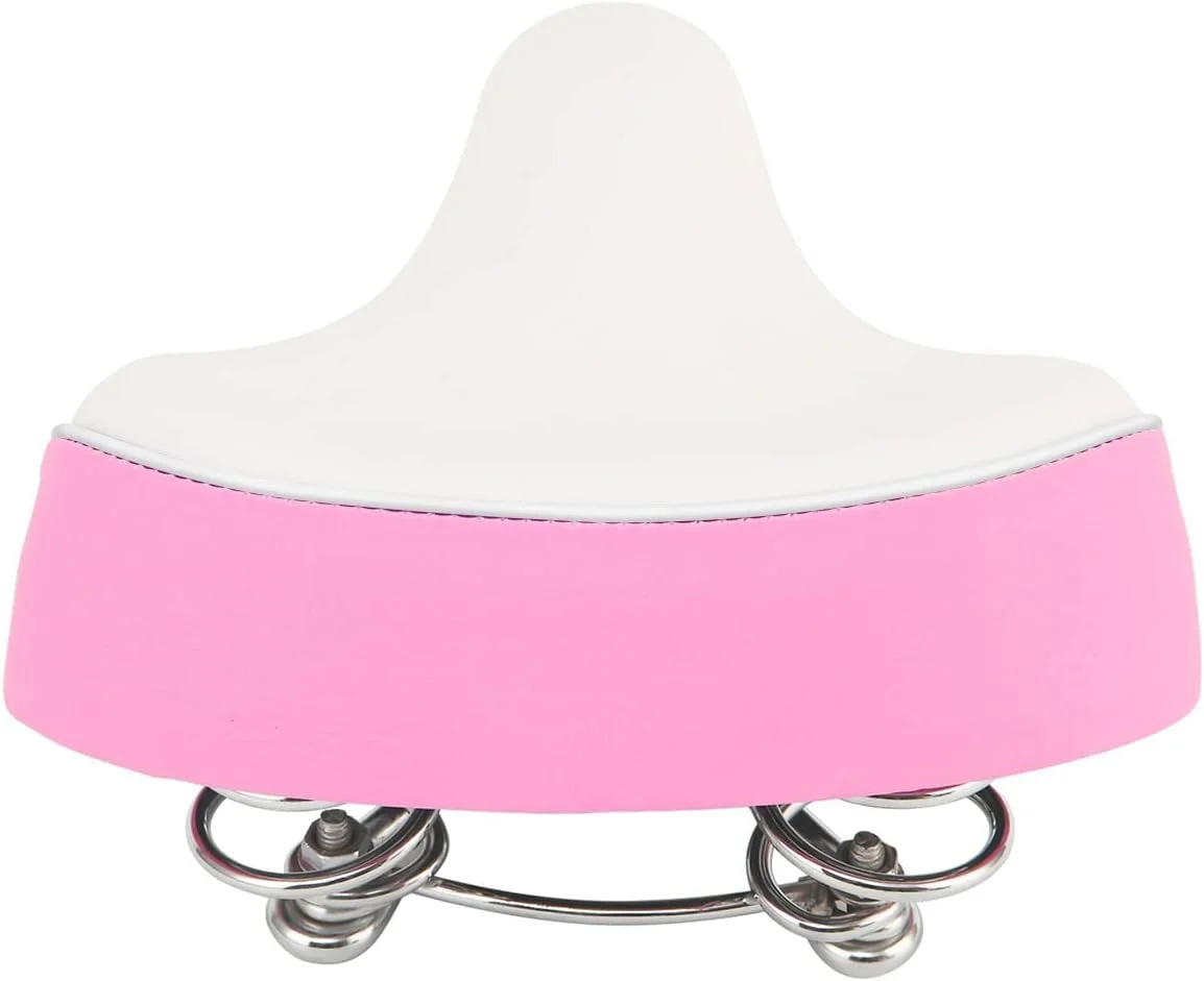 صندلی پهن دوچرخه کودکانه برای دوچرخه دخترانه، صندلی راحت دوچرخه کودکانه مناسب برای دوچرخه کوهستانی و جاده ای 12، 14، 16، 18 و 20 اینچی، صورتی