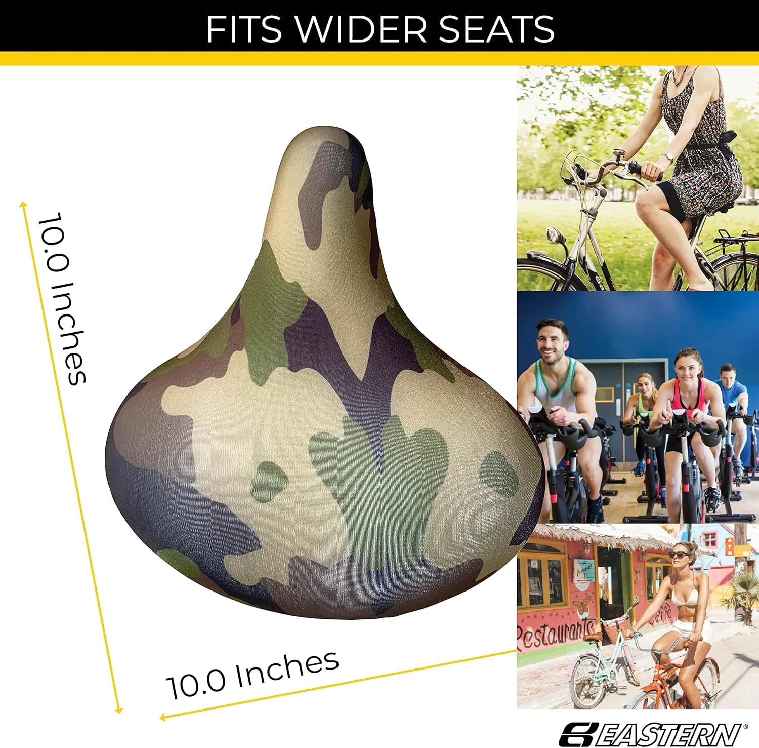 روکش زین دوچرخه ضد آب Eastern Bikes - روکش زین راحت، بادوام و شیک - مناسب برای زین تا عرض 25.4 سانتی متر و طول 25.4 سانتی متر (طرح استتار)