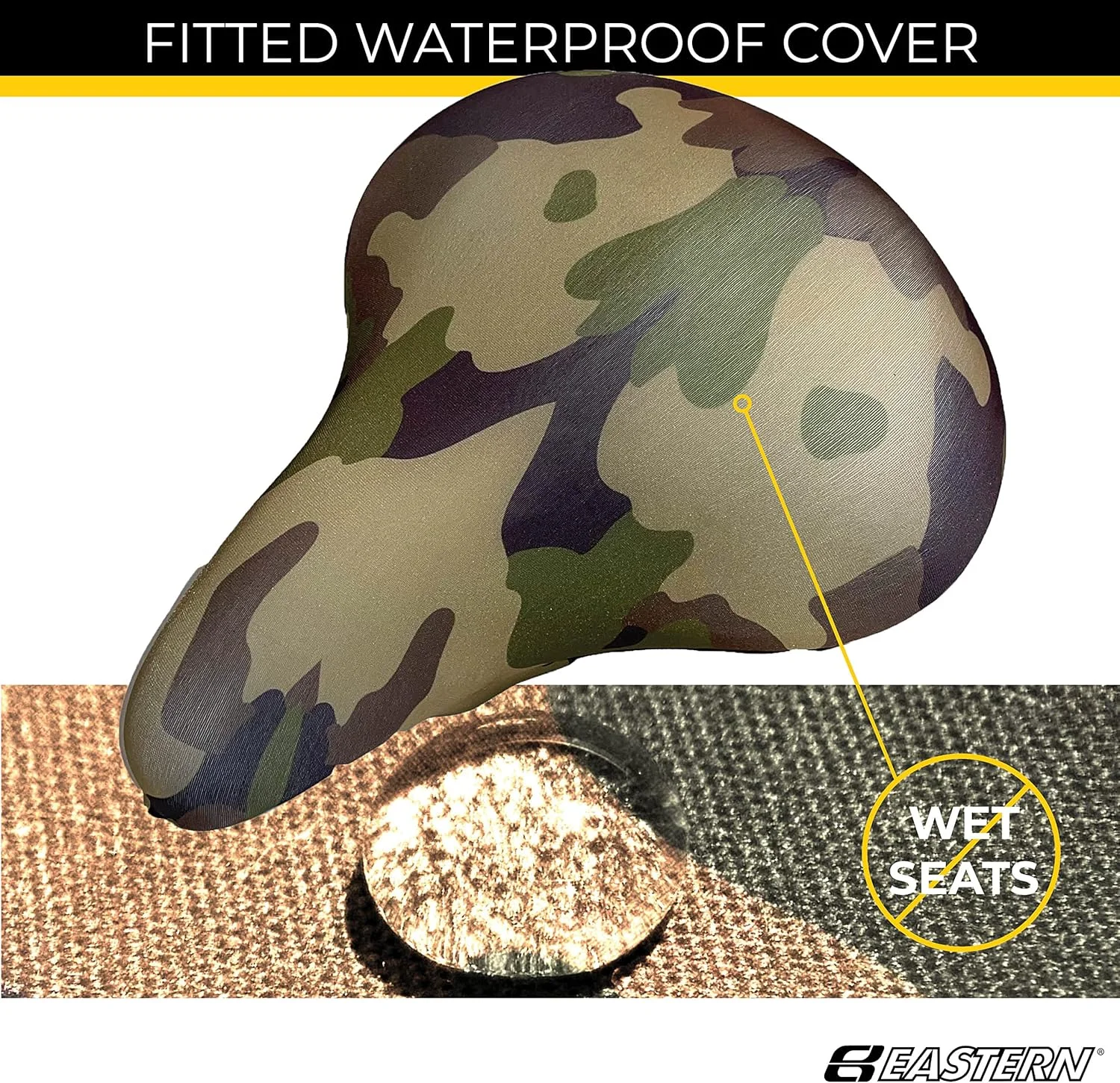 روکش زین دوچرخه ضد آب Eastern Bikes - روکش زین راحت، بادوام و شیک - مناسب برای زین تا عرض 25.4 سانتی متر و طول 25.4 سانتی متر (طرح استتار)