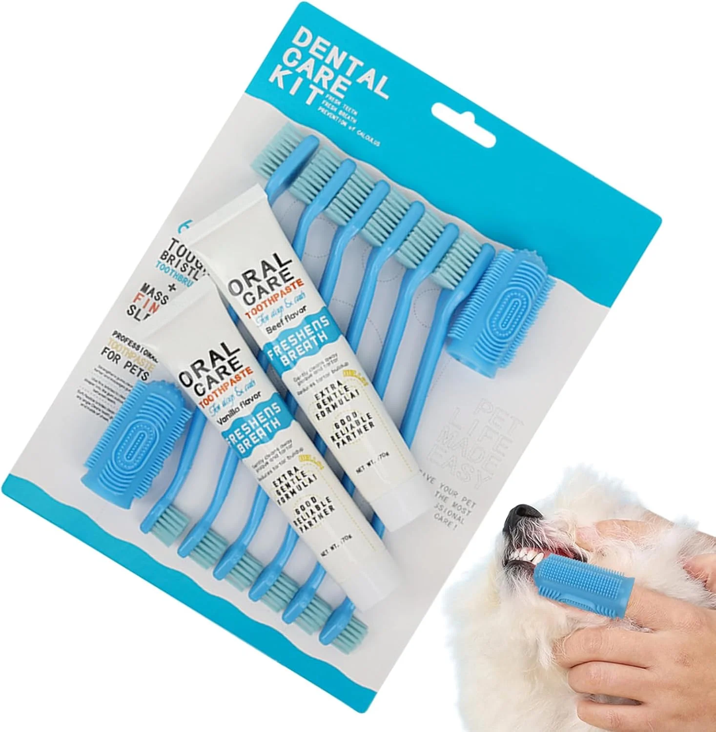 کیت مسواک سگ | لوازم قابل حمل برای خوشبو کردن دهان - کیت تمیز کننده دندان سگ دو سر، برای حیوانات خانگی کوچک، متوسط ​​و بزرگ