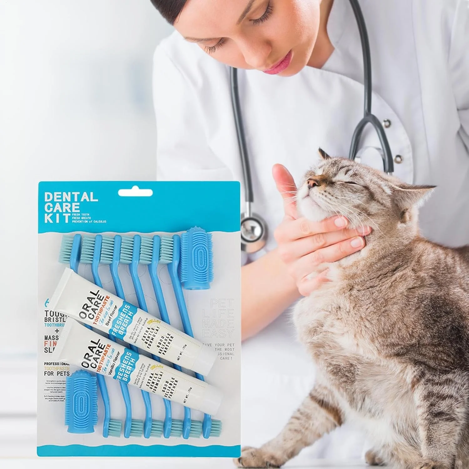 کیت مسواک سگ | لوازم قابل حمل برای خوشبو کردن دهان - کیت تمیز کننده دندان سگ دو سر، برای حیوانات خانگی کوچک، متوسط ​​و بزرگ