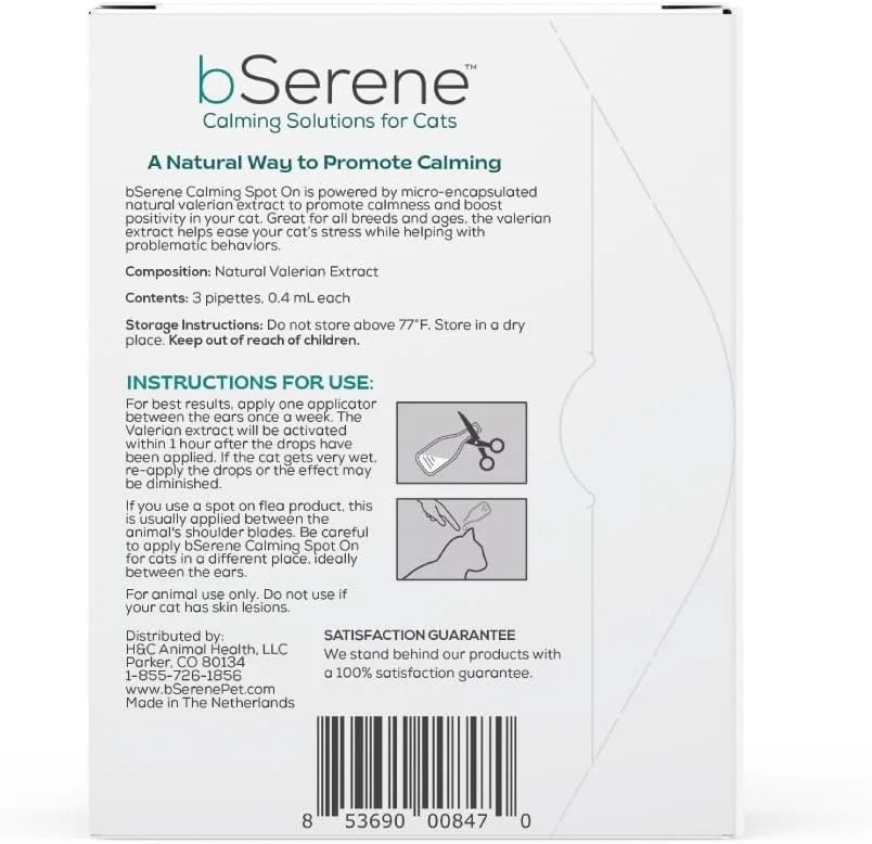 محلول آرام‌بخش گربه حاوی عصاره سنبل‌الطیب bSerene