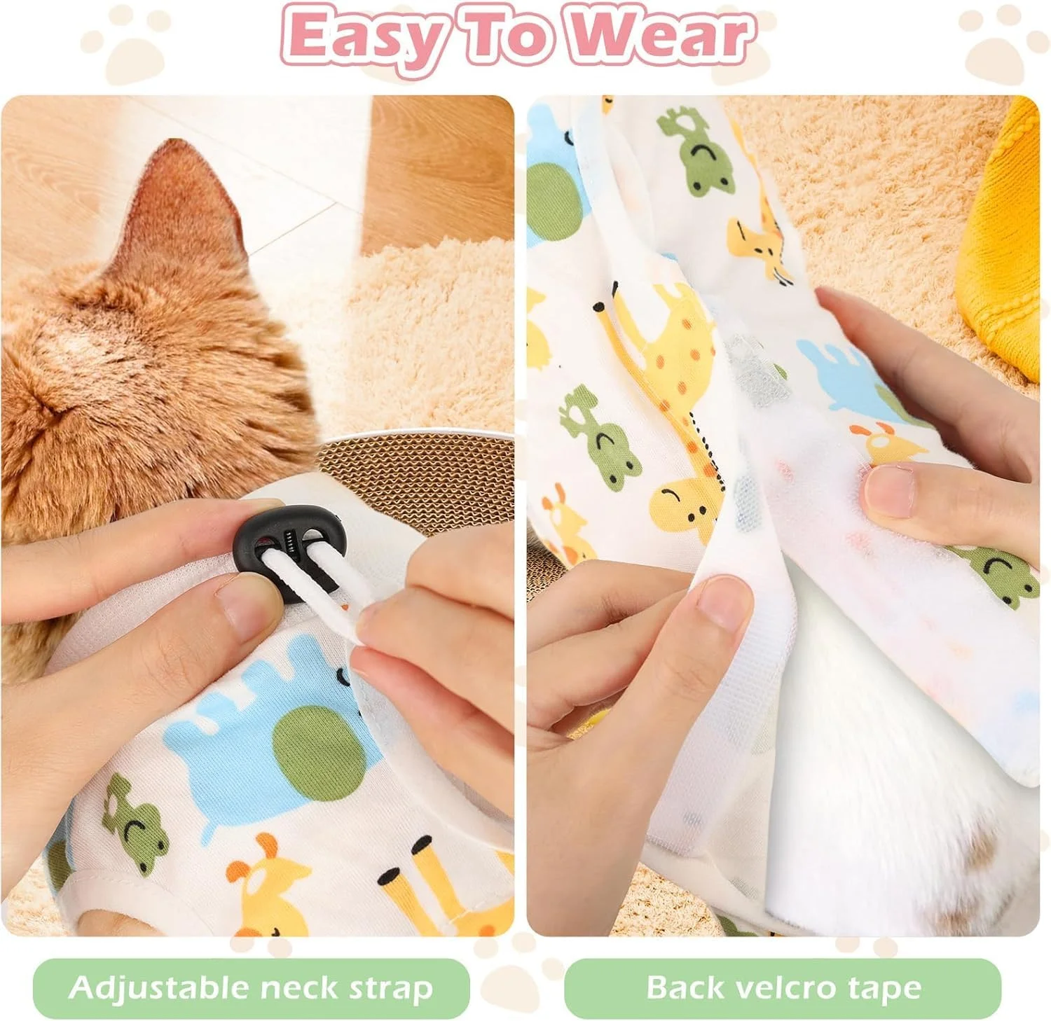 لباس نقاهت جراحی گربه، تن‌پوش تنفسی برای التیام پس از جراحی، محافظت از زخم شکم، جایگزین یقه مخروطی، بسته 2 عددی (L)