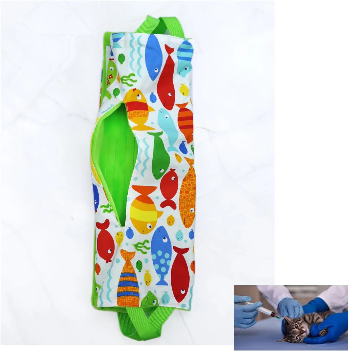 کیف حمل گربه، آستین تزریق گربه، روپوش پزشکی گربه، کیف مهار گربه، روپوش تزریق برای در آغوش گرفتن و آرام کردن گربه شما