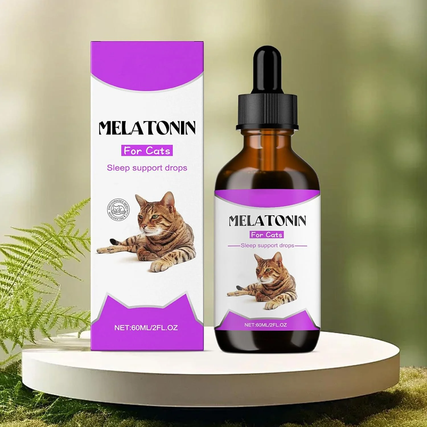قطره آرام‌بخش گربه | قطره‌های آرام‌بخش 60 میلی‌لیتری برای خواب - مکمل پشتیبانی از خواب لوازم حیوانات خانگی برای بچه گربه، استفاده روزانه، شب، رعد و برق، مسافرت، حمام، پرخاشگری، نظافت