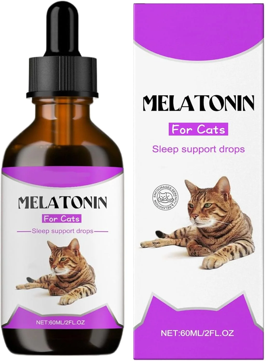 قطره آرام بخش گربه 60 میلی لیتر - کمک به خواب و کاهش استرس گربه - لوازم حیوانات خانگی برای مسافرت، خواب شبانه، حمام کردن، رعد و برق، پرخاشگری، کوتاه کردن ناخن