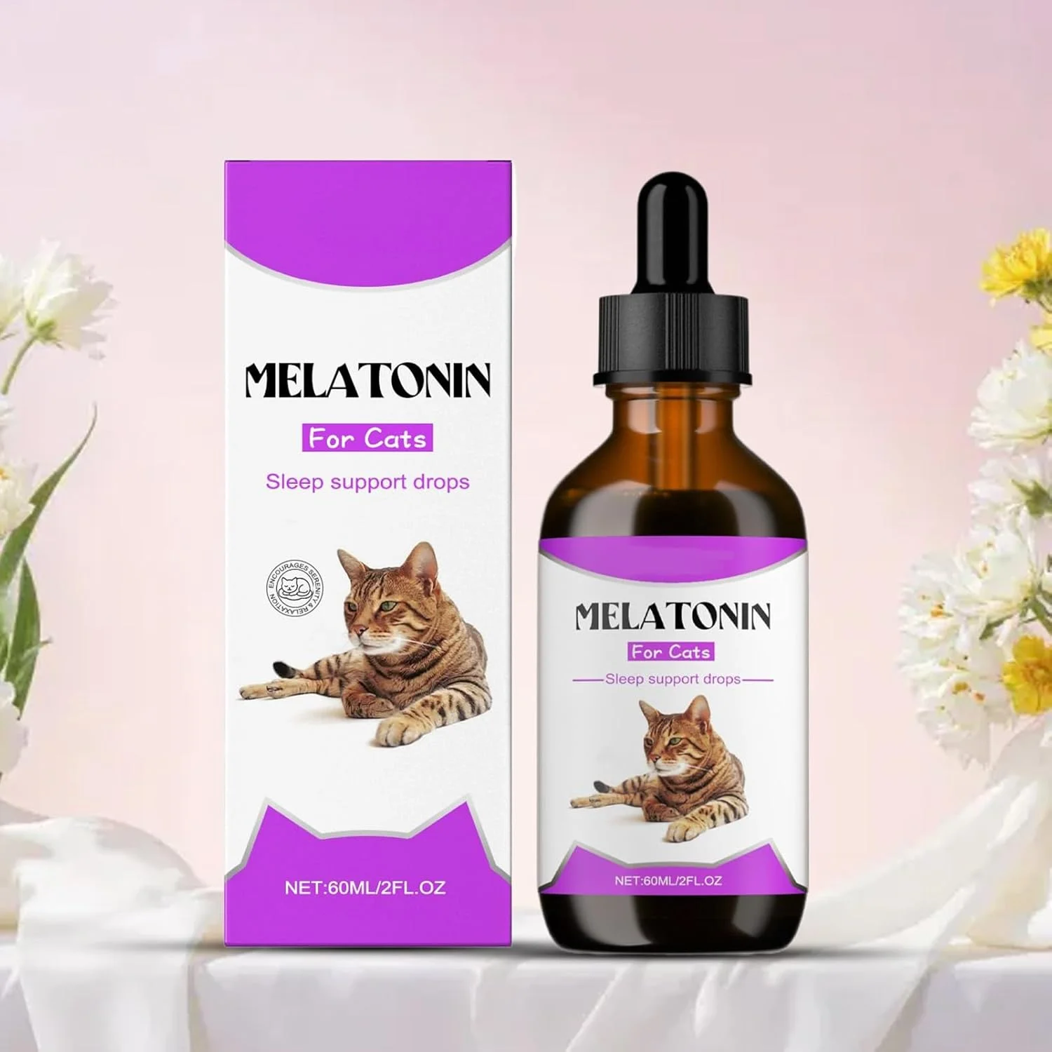 قطره آرام بخش گربه 60 میلی لیتر - کمک به خواب و کاهش استرس گربه - لوازم حیوانات خانگی برای مسافرت، خواب شبانه، حمام کردن، رعد و برق، پرخاشگری، کوتاه کردن ناخن