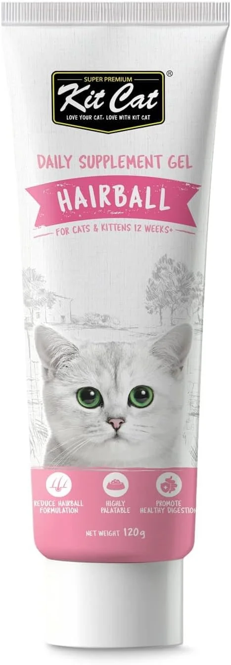 ژل مکمل غذایی روزانه کیت کت برای گربه ها و بچه گربه ها - ضد گلوله مویی (120 گرم)