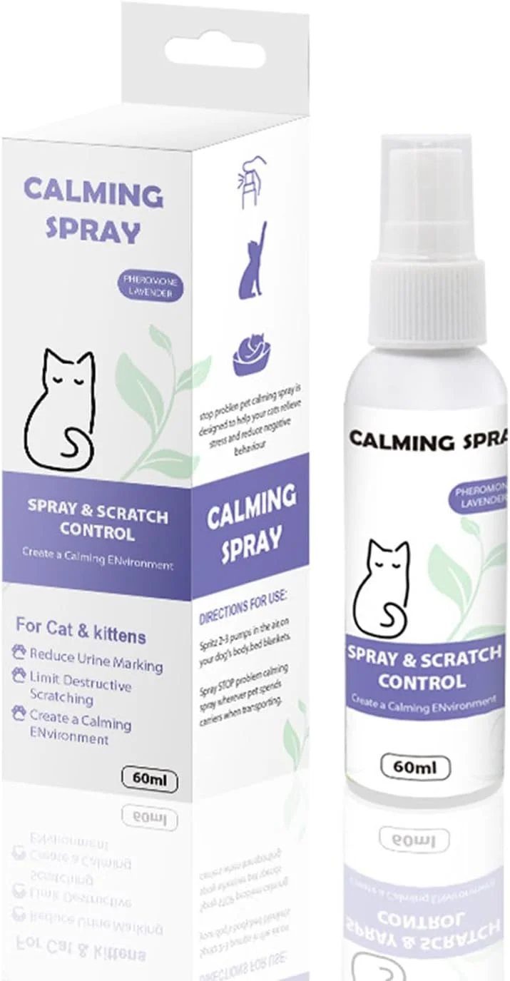 اسپری آرامبخش گربه و بچه گربه، کاهش خراشیدن مخرب، ایجاد محیطی راحت، غیر خواب آور، غیر دارویی، مناسب برای همه سنین گربه ها (60 میلی لیتر)
