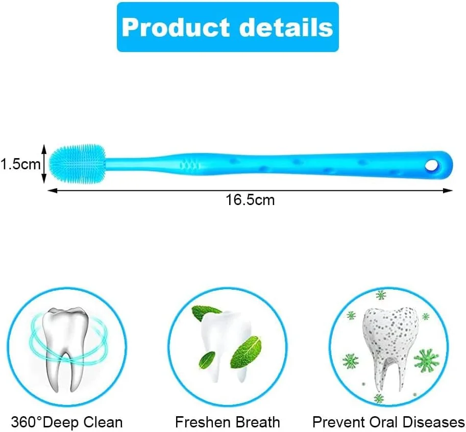 مسواک انگشتی سگ Excefore 360 درجه، 6 عدد مسواک گربه سیلیکونی دسته دار قابل استفاده مجدد با محفظه نگهداری، مسواک توله سگ، مبارزه با پلاک دندان برای سگ و گربه (صورتی+سبز+آبی)