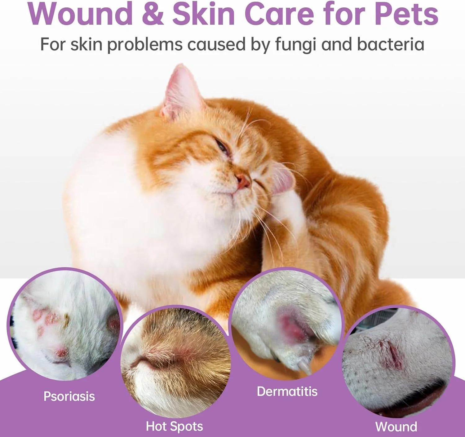 اسپری درمان نقاط حساس برای سگ و گربه - تسکین خارش ناشی از آلرژی و مراقبت از زخم - درمان تحریک و عفونت پوست سگ - فرمول ملایم و ایمن برای لیسیدن برای همه حیوانات