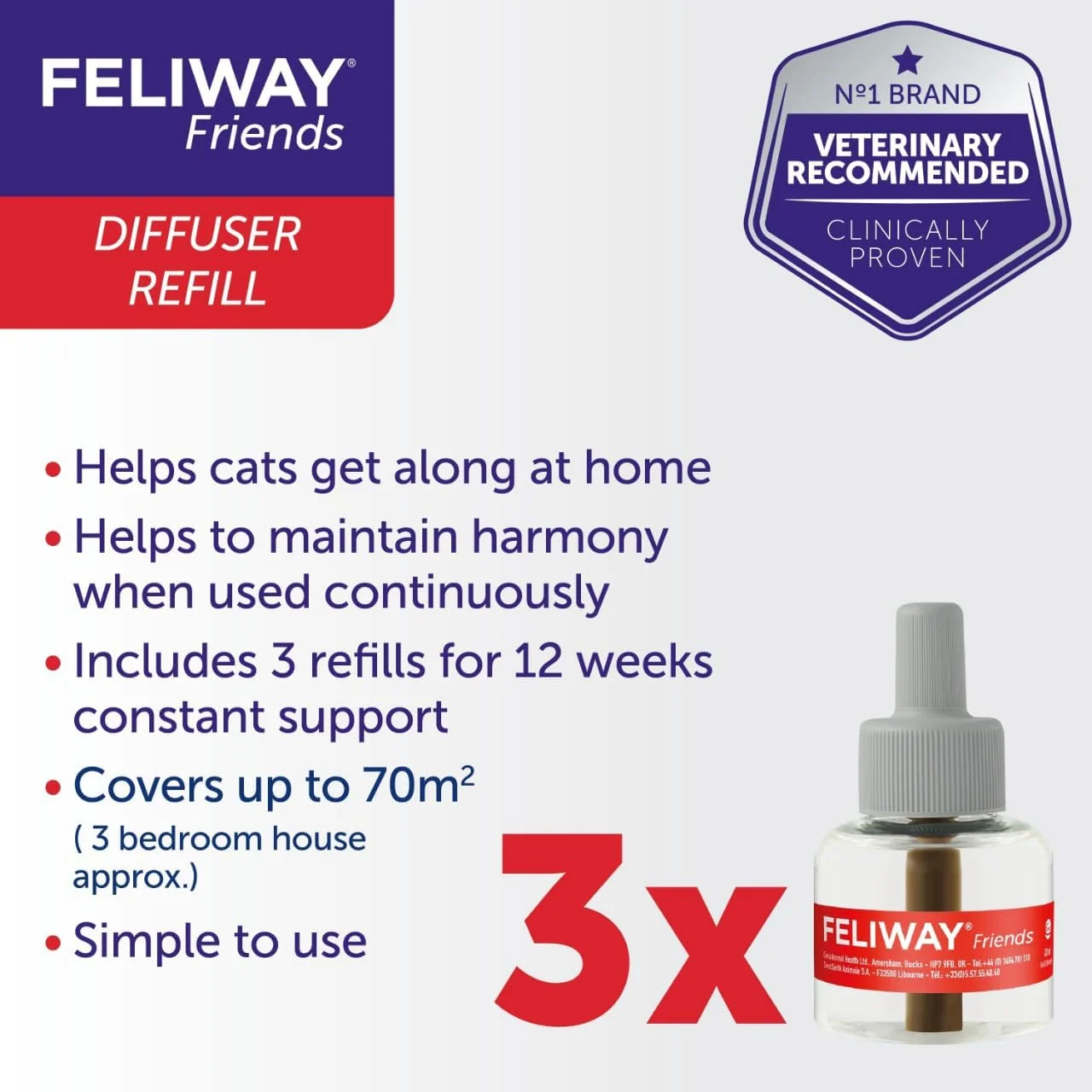 محلول شارژ ۳۰ روزه فرندز، کمک به کاهش درگیری در خانواده هایی با چند گربه، کمک به سازگاری بهتر گربه ها - ۴۸ میلی لیتر (بسته ۳ عددی)، بسته بندی ممکن است متفاوت باشد محلول شارژ ۳۰ روزه فرندز، کمک به کاهش درگیری در خانواده هایی با چند گربه، کمک به سازگاری بهتر گربه ها - ۴۸ میلی لیتر (بسته ۳ عددی)، بسته بندی ممکن است متفاوت باشد