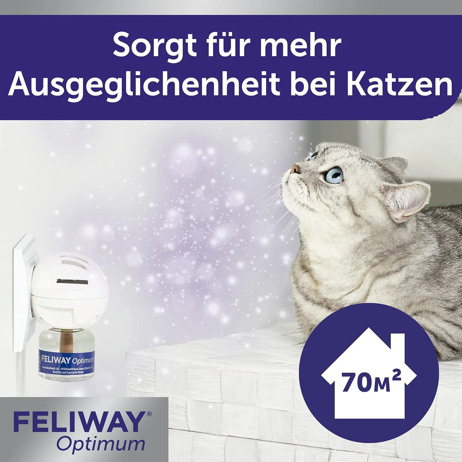 پک سه عددی خوشبو کننده و پخش کننده فرمون گربه FELIWAY Optimum، 3 عدد 48 میلی لیتری - کمک به کاهش علائم استرس در گربه ها و بچه گربه ها، توصیه شده توسط دامپزشکان، از نظر بالینی برای هماهنگی بیشتر تست شده است