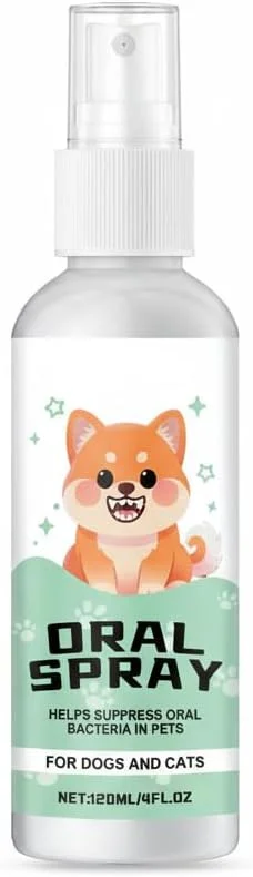 اسپری مراقبت از دهان برای سگ و گربه، خوشبو کننده تنفس، تسکین دهنده لثه، جلوگیری از بوی بد دهان و عفونت ها، کاهش پلاک و جرم دندان، مراقبت روزانه از دندان، بدون نیاز به مسواک (120 میلی لیتر)
