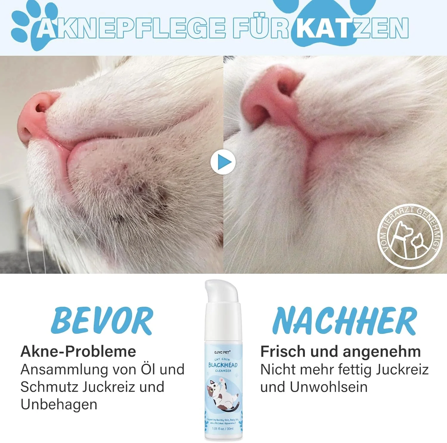 کرم ضد جوش گربه، ست مراقبت از چانه گربه - به آرامی جوش های سر سیاه چانه گربه را از بین می برد، مجهز به برس تمیز کننده جوش گربه، نرمی و شادابی چانه گربه را تغذیه می کند، 30 میلی لیتر