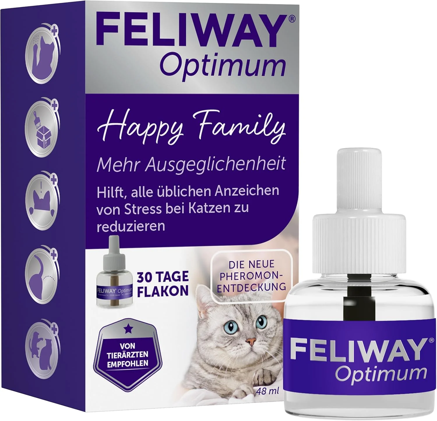 بطری پرکننده مجدد FELIWAY Optimum برای گربه ها، فرمون ها برای کاهش نشانه های ادرار، خراشیدن یا پنهان شدن، ایجاد هماهنگی بیشتر بین گربه ها، 48 میلی لیتر