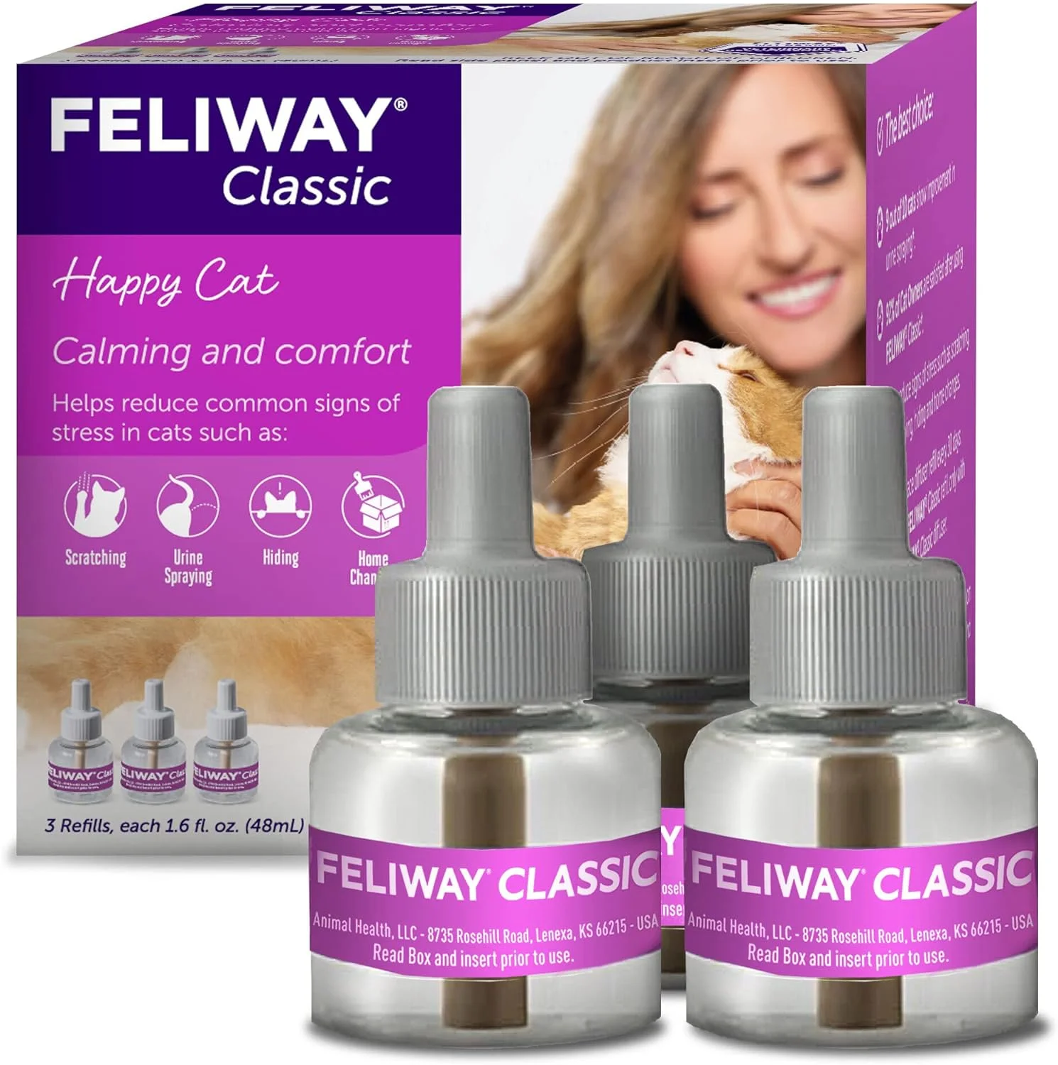 محلول آرام‌بخش گربه کلاسیک FELIWAY، بسته 3 عددی (مخصوص دستگاه پخش‌کننده)