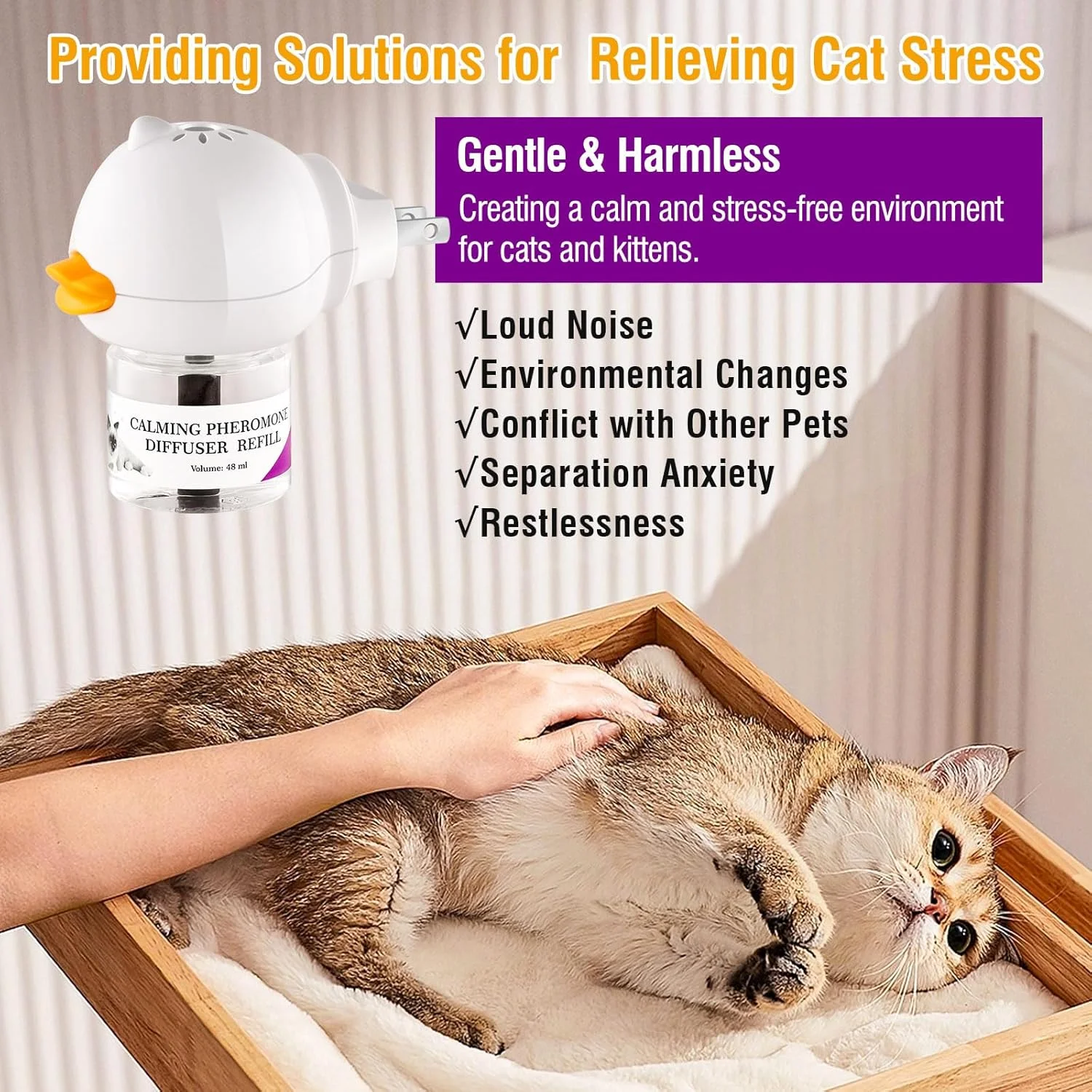 پخش کننده فرمون آرام بخش گربه HYH، کاهش دهنده درگیری بین گربه ها، تسکین موثر اضطراب برای گربه ها و آرامش بخش گربه، 48 میلی لیتر، 2 عدد پر کننده، مناسب برای همه گربه ها