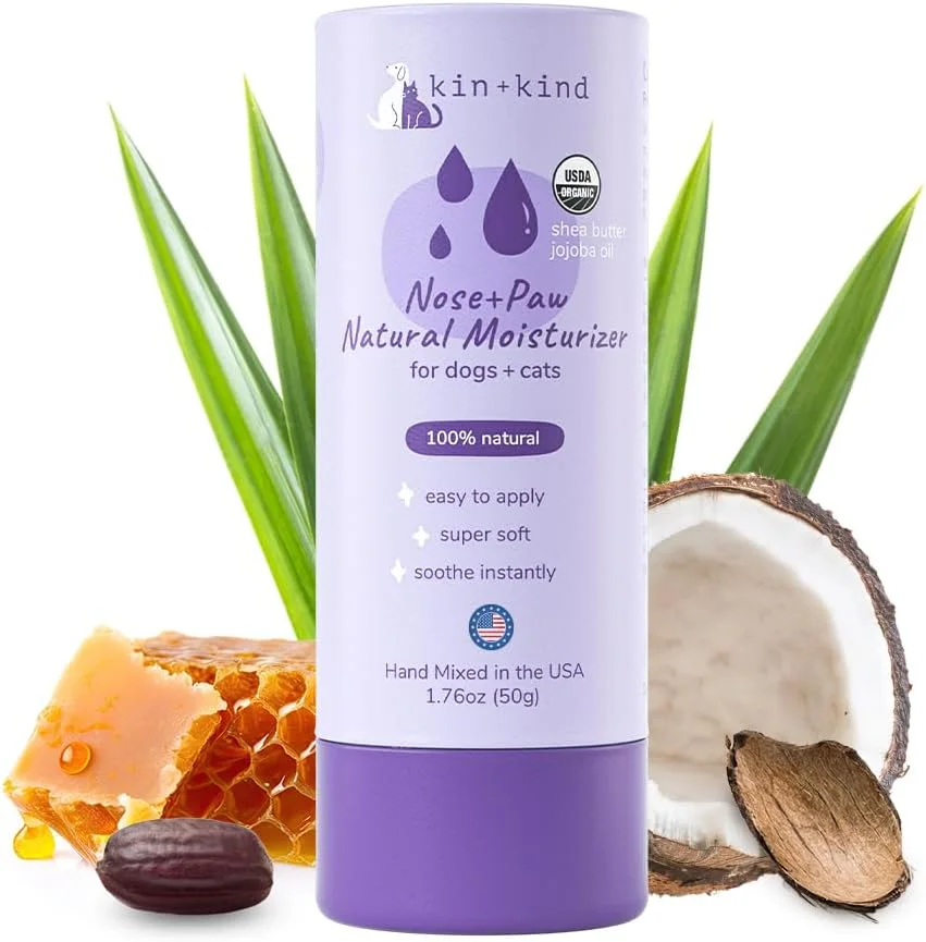 بالم ارگانیک بینی و پنجه سگ و گربه kin+kind - حاوی شی باتر - 50 گرم - لوازم حیوانات خانگی برای توله سگ ها و سگ ها - لوازم جانبی سگ، بالم پنجه سگ، بالم بینی سگ، بالم کره پنجه برای سگ ها