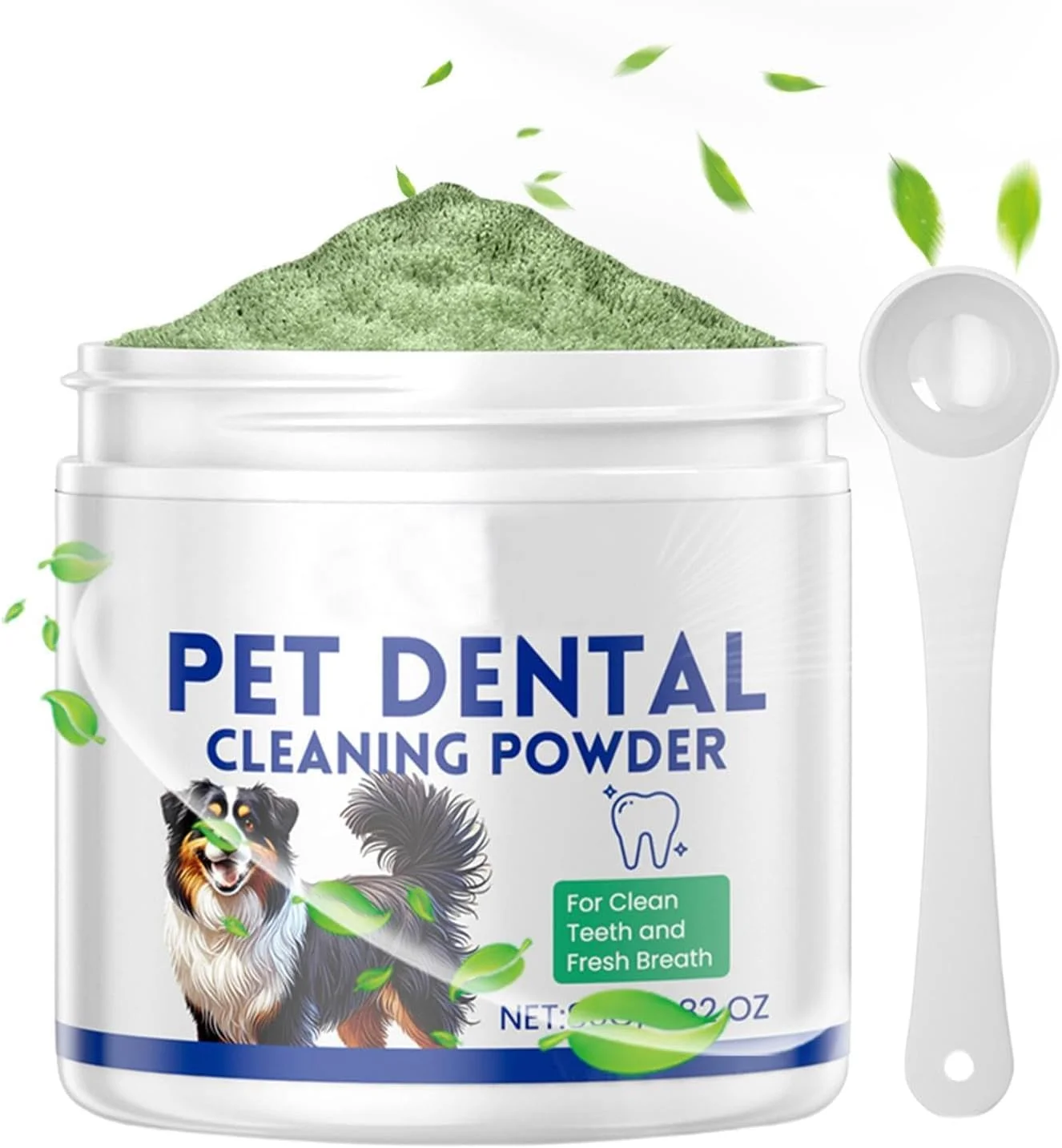 پودر تمیز کننده دندان سگ KASTWAVE، خوشبو کننده دهان گربه و سگ به همراه قاشق، مراقبت ایمن از دهان و دندان حیوانات خانگی، از بین برنده پلاک، جرم، لکه ها، پودر سفید کننده و تمیز کننده دندان، 80 گرم