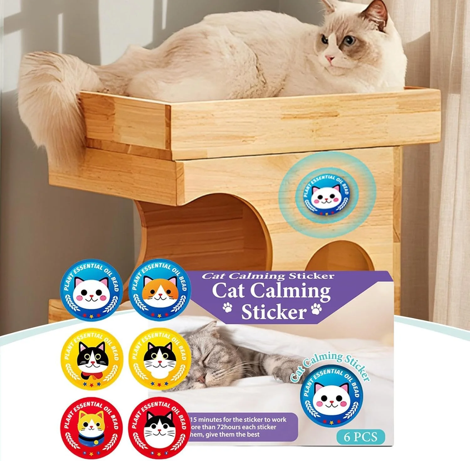 محصولات آرام‌بخش گربه | پچ‌های تسکین استرس با رهایش سریع 6 برابر | پچ‌های آرام‌بخش بچه گربه، لوازم حیوانات خانگی بادوام و قابل حمل برای مسافرت، خانه و فضای باز