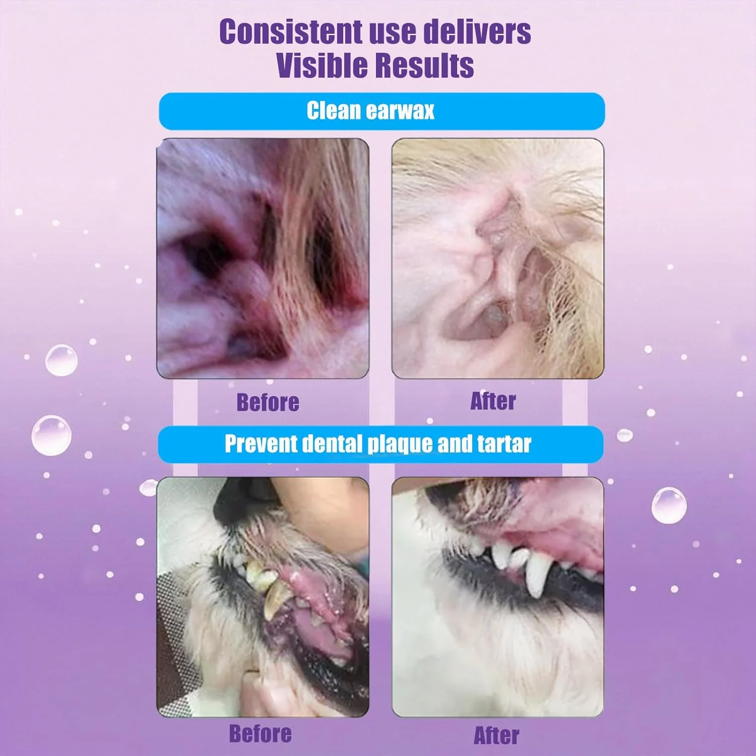 دستمال مرطوب دندان و بدن حیوانات خانگی، مناسب گربه و سگ، 60 عدد، 270 گرم - فرمول بابونه و روغن نارگیل، خوشبو کننده دهان، تمیز کننده پنجه ها و لکه های اشک - بدون نیاز به آبکشی