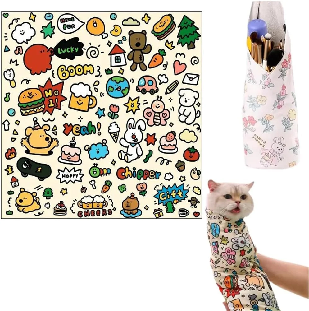 پارچه مخصوص نظافت گربه برای کوتاه کردن ناخن، پارچه مخصوص تمیز کردن گوش و مسواک زدن، پارچه قنداق گربه 70*70 سانتی متر، راحت و ایمن، مناسب برای گربه ها تا وزن 10 کیلوگرم (XL)