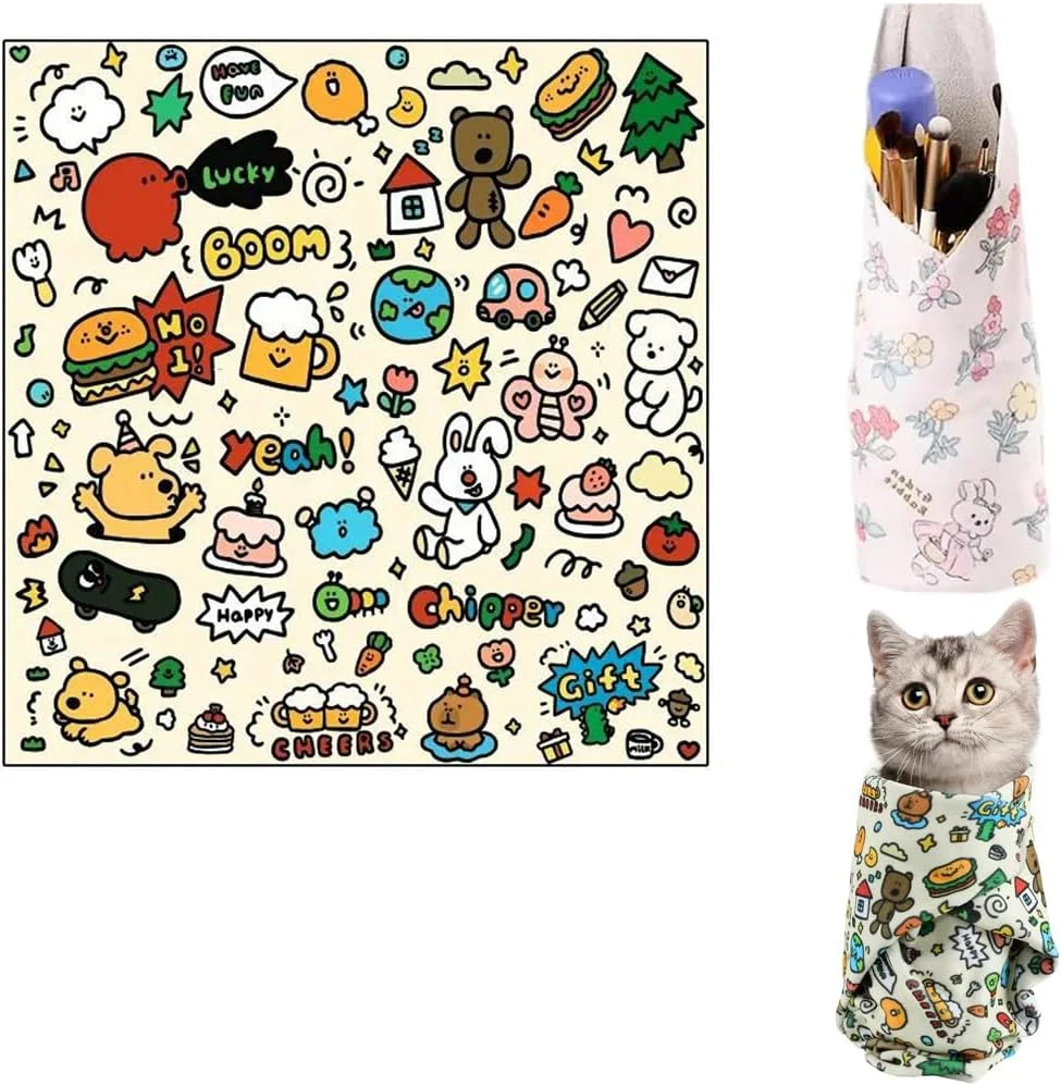 پارچه مخصوص اصلاح و نگهداری گربه آزونی، پارچه محدود کننده گربه، پارچه قنداق گربه با قابلیت چسبندگی برای کوتاه کردن ناخن، خوراندن دارو، مسواک زدن، تمیز کردن گوش (55 × 55 سانتی متر)