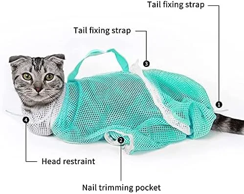 کیسه حمام گربه ELECDON، کیسه دوش گربه ضد گاز گرفتن و ضد خراش، تزریق، معاینه، کوتاه کردن ناخن، کیسه محدود کننده تنفسی چند منظوره قابل تنظیم