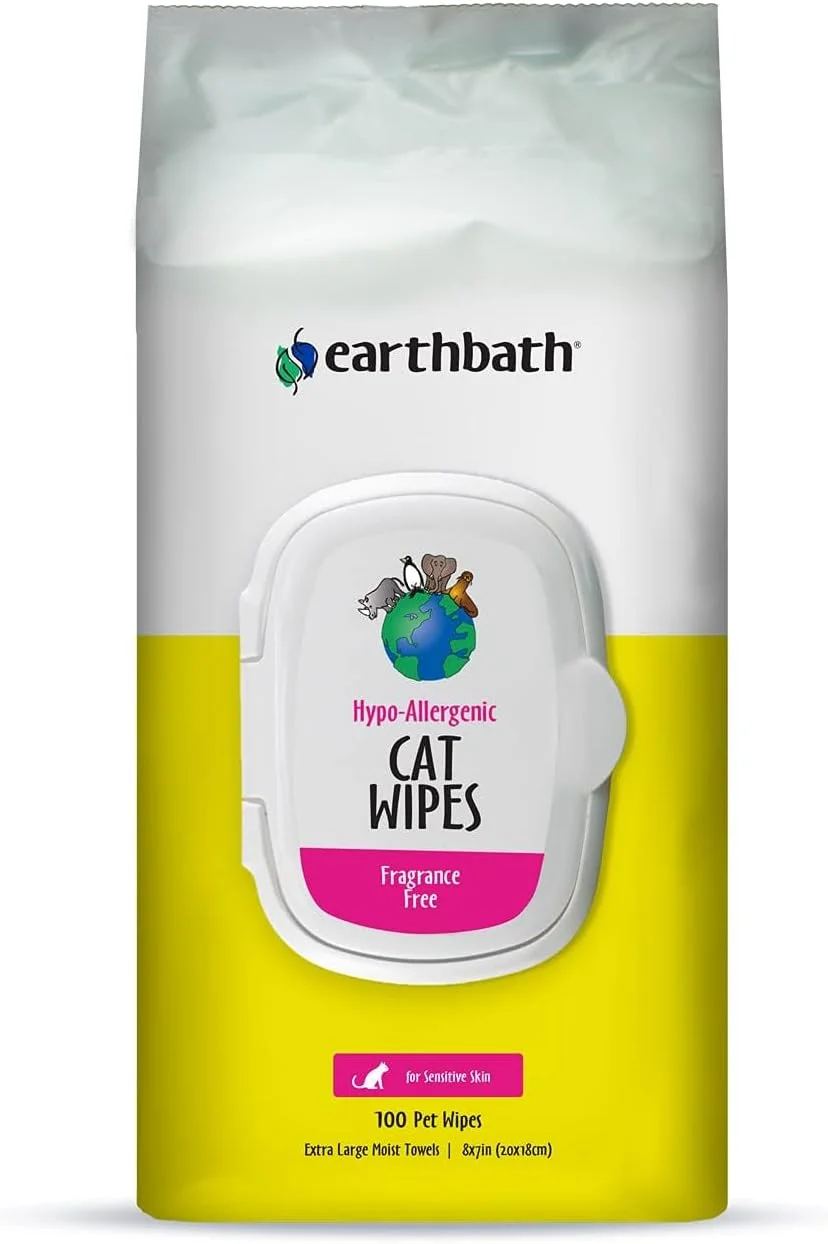 دستمال مرطوب ضد حساسیت بدون رایحه گربه Earthbath، ۱۰۰ عدد