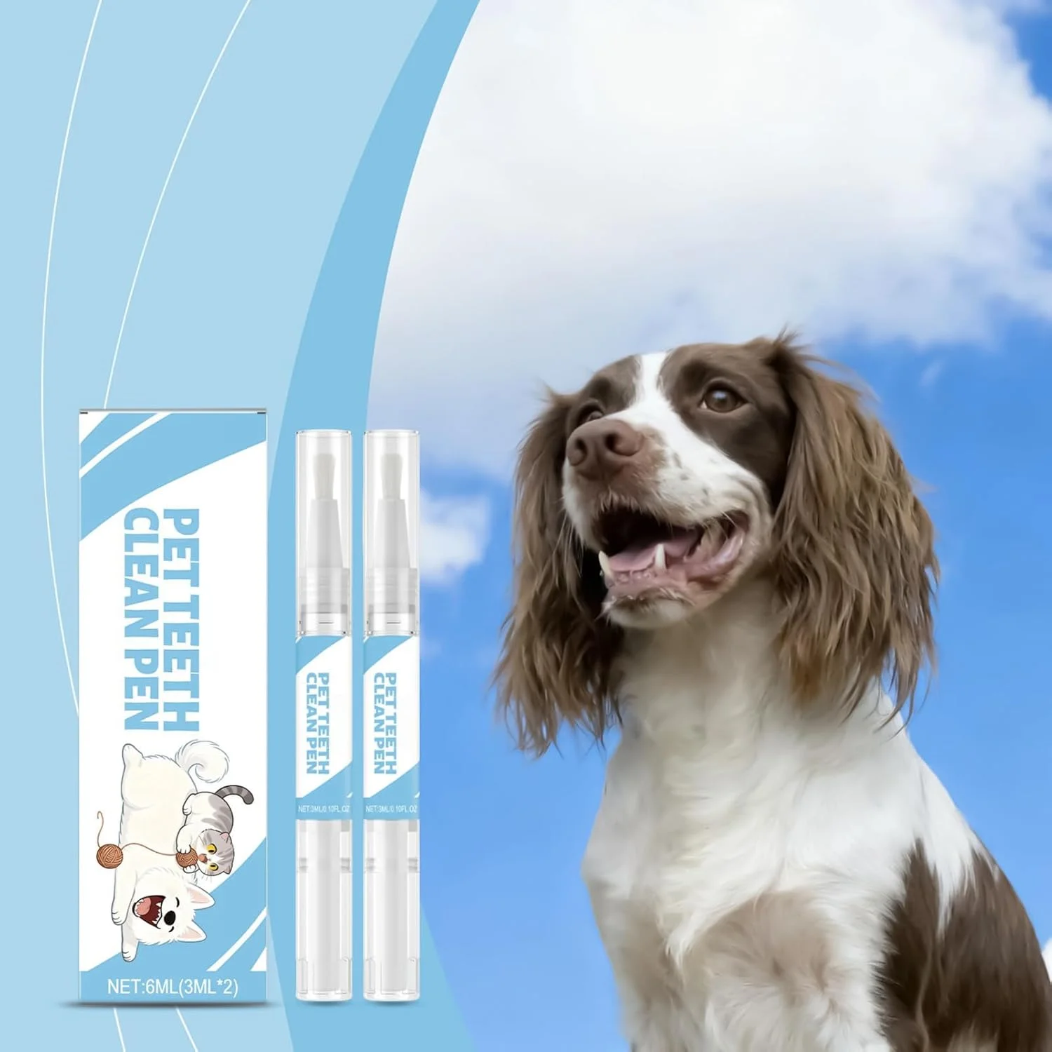 قلم ژل مسواک سگ | لوازم حیوانات خانگی برای تنفس تازه | قلم ژل دندان 3 میلی لیتری گربه | برای سگ، توله سگ، بچه گربه، کوچک، متوسط، بزرگ، منزل، مسافرت، نظافت، آموزش روزانه