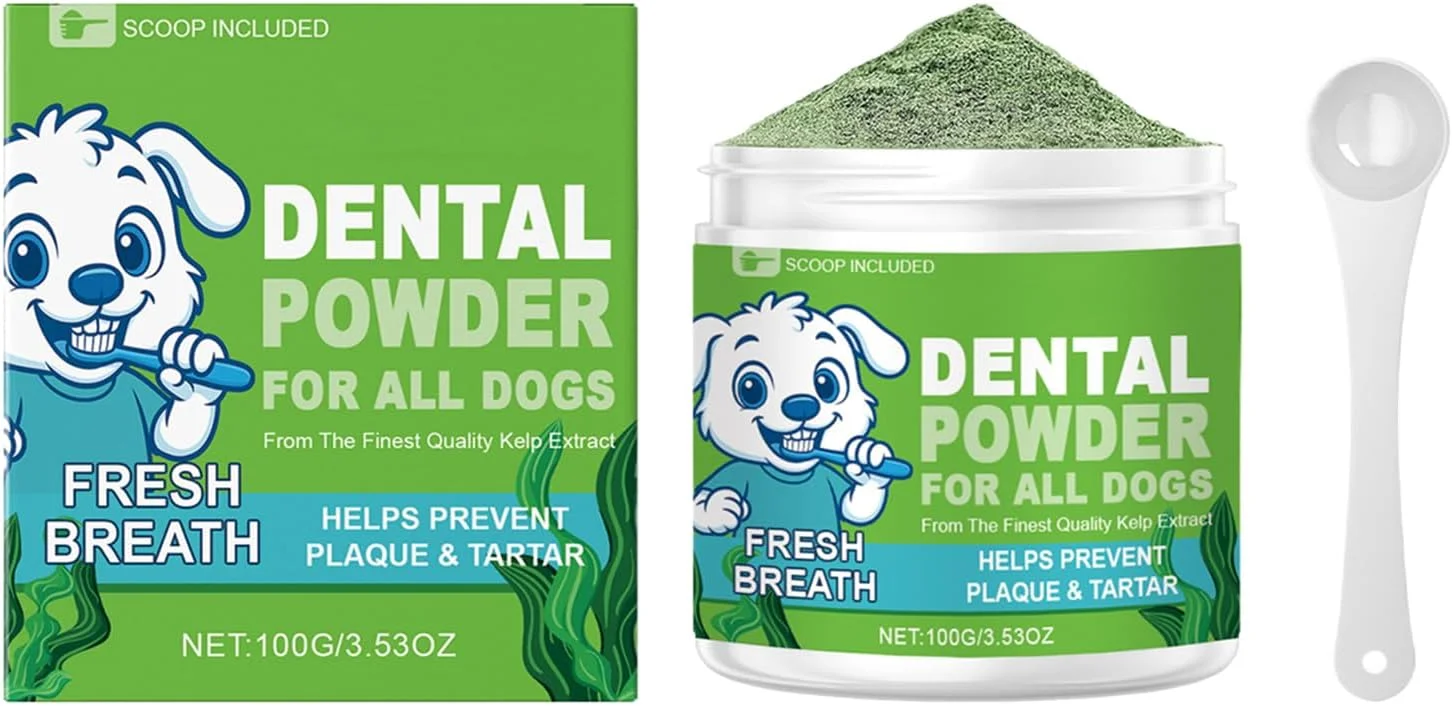 پودر تمیز کننده دندان سگ، پودر خوشبو کننده دهان سگ، لوازم حیوانات خانگی خوشبو کننده دهان گربه با ماندگاری طولانی برای توله سگ و بچه گربه کوچک و بزرگ، مناسب برای همه نژادها، استفاده روزانه در محیط داخلی