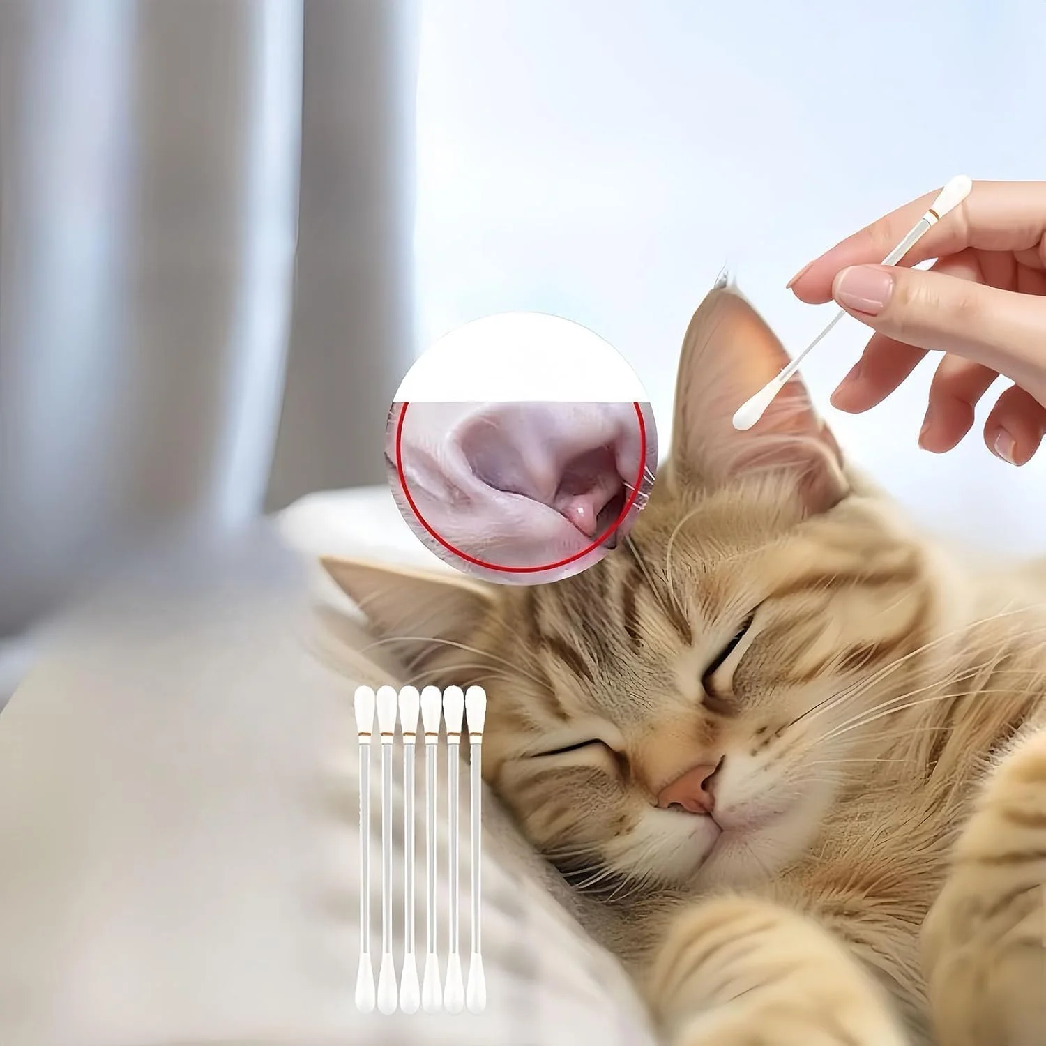 پاک کننده گوش، 50 عدد، لوازم تمیز کننده مراقبت از گوش، مناسب برای چشم، بینی و پنجه سگ و گربه