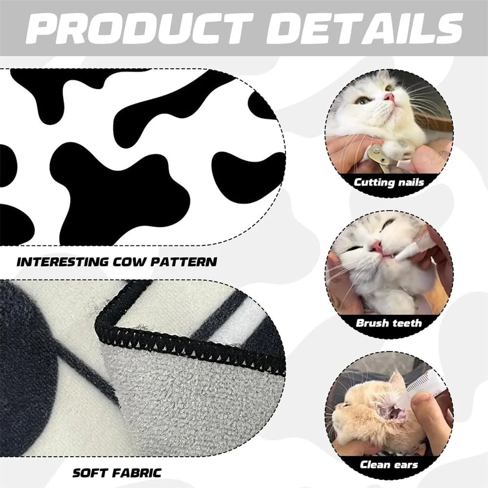 روپوش نظافت گربه، AZONEE، 50 * 50 سانتی متر، روپوش چند منظوره خود چسب، ضد گاز گرفتن و ضد خراش برای گربه ها، روپوش آرامش بخش ضد فرار برای دارو، کوتاه کردن ناخن، تمیز کردن (مشکی)