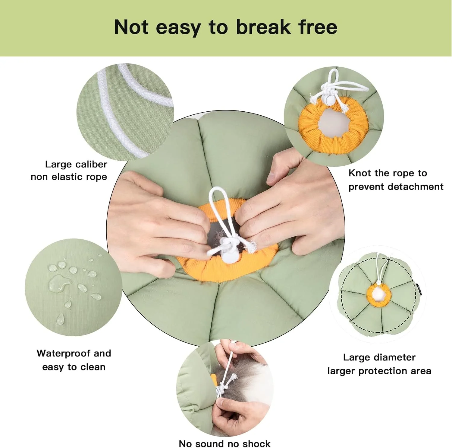 طوق گردنی گربه تزویق، طوق گردنی ریکاوری ضد آب و زیبا برای گربه، ضد گاز گرفتن و لیسیدن، ایمن برای بهبود زخم، طوق الیزابتی برای گربه ها، گل سبز، مناسب تمام فصول