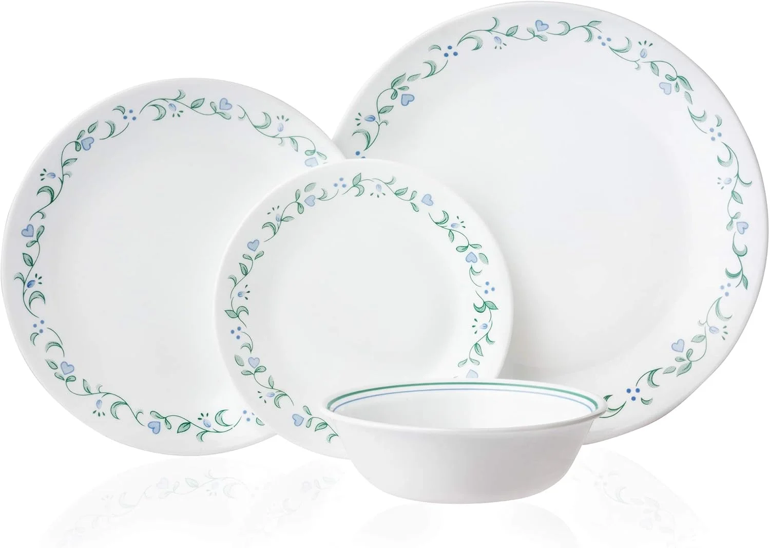 ظروف غذاخوری Corelle Classics مقاوم در برابر لب پر شدن، شامل بشقاب غذا، ناهار، پیش غذا و کاسه، بسته 8 عددی 1136756